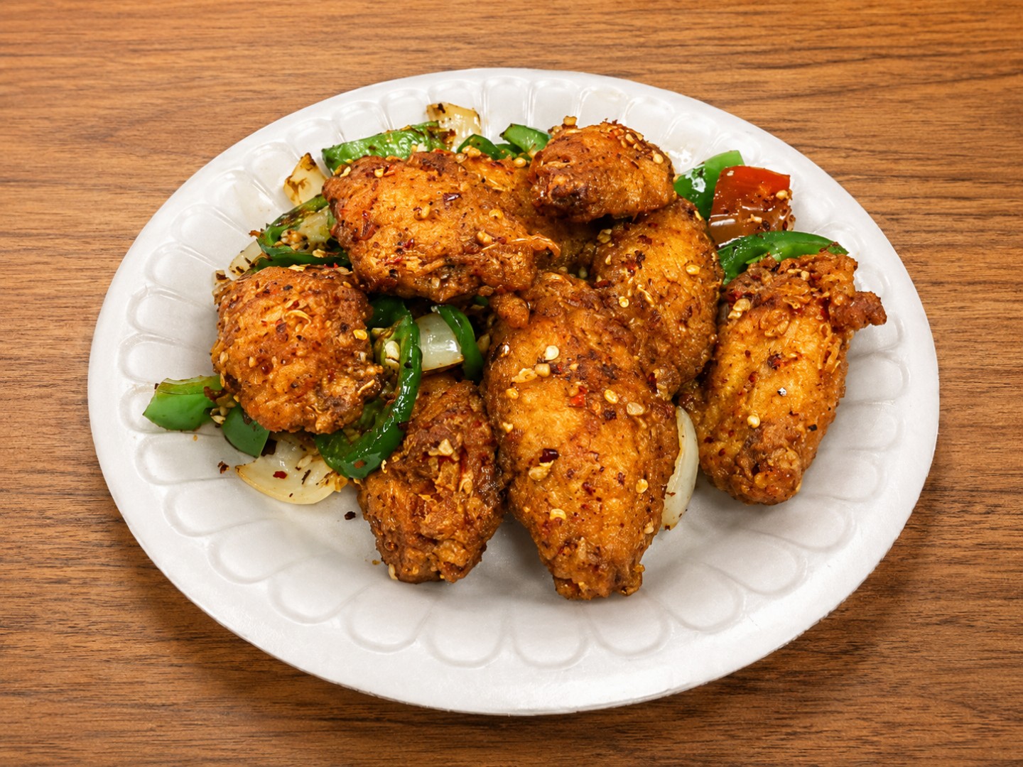 Crispy chicken wings with peppers at Wok King Chinese Cuisine, a Chinese Restaurant in Indio