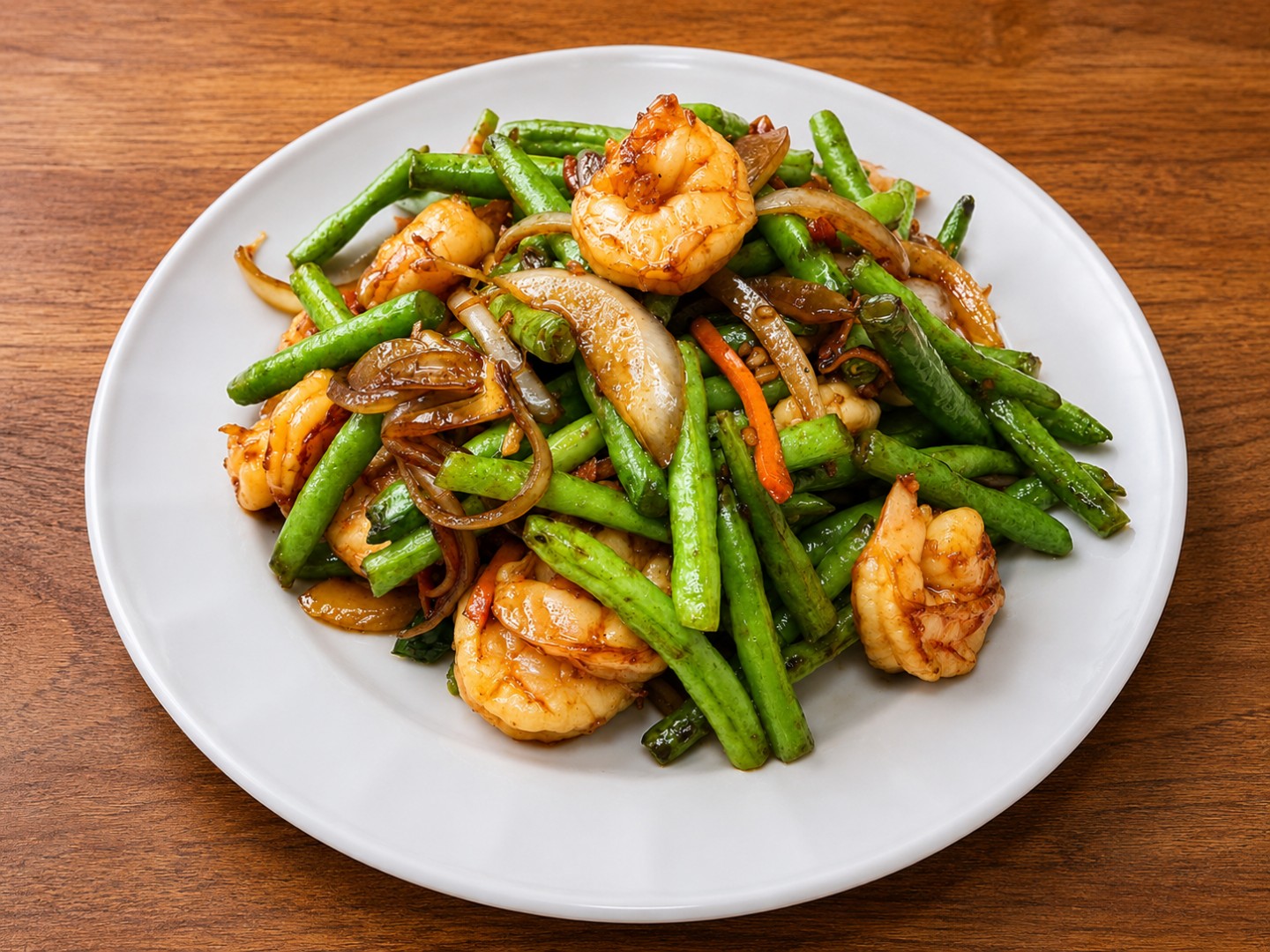 Shrimp with green beans and onions at Wok King Chinese Cuisine, a Chinese Restaurant in Indio