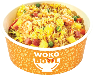 A bowl of pineapple shrimp fried rice. at WOKOBOWL, a Chinese Restaurant in Glen Cove