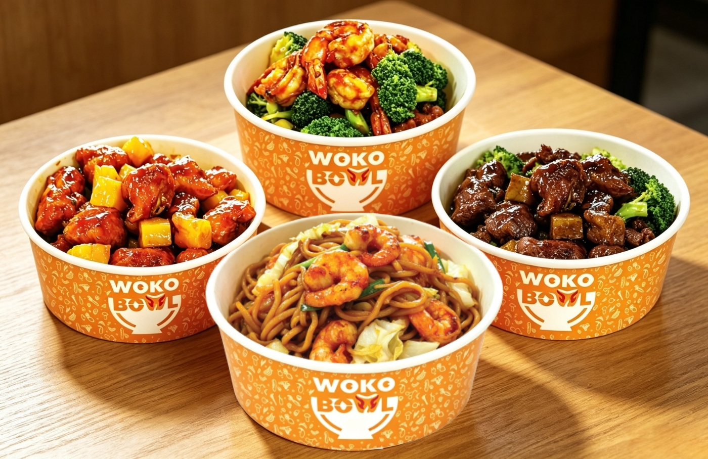 Assorted savory bowls of Asian cuisine. at WOKOBOWL, a Chinese Restaurant in Glen Cove