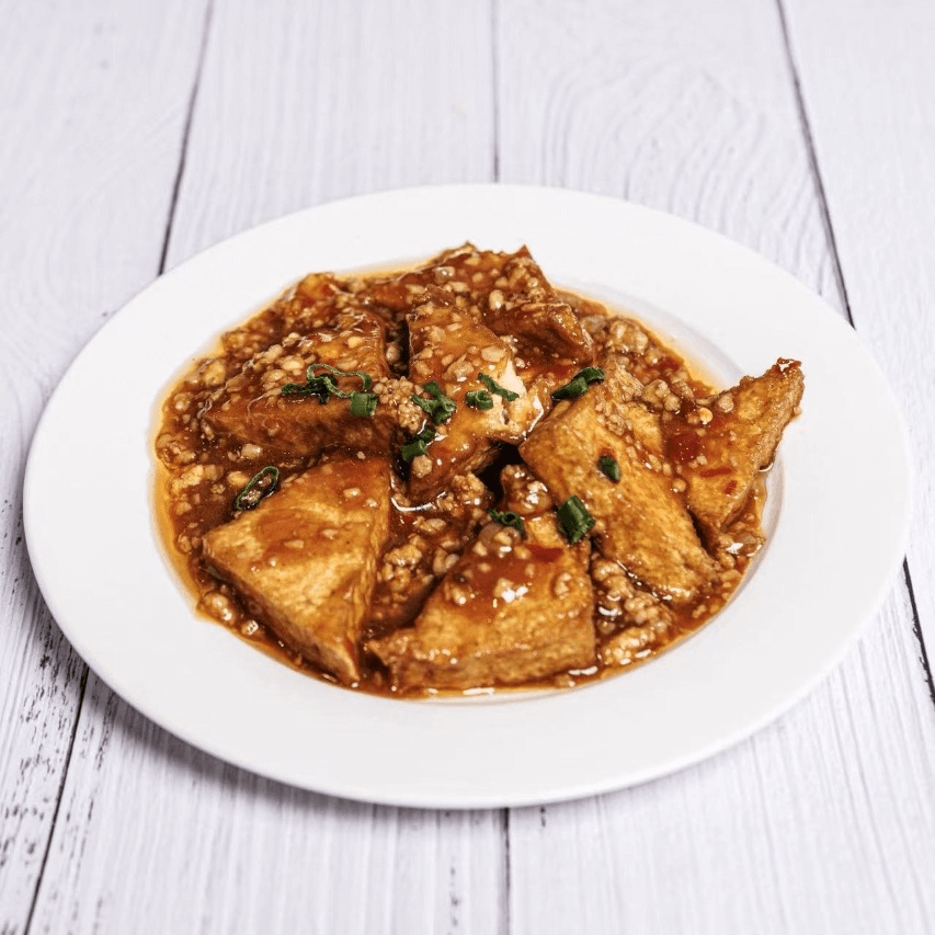 Wong’s-Kitchen-Chinese-restaurant-Mapo-Tofu-Arleta Spicy tofu dish with minced meat, classic Sichuan cuisine at Wong's Kitchen, a Chinese restaurant in Arleta