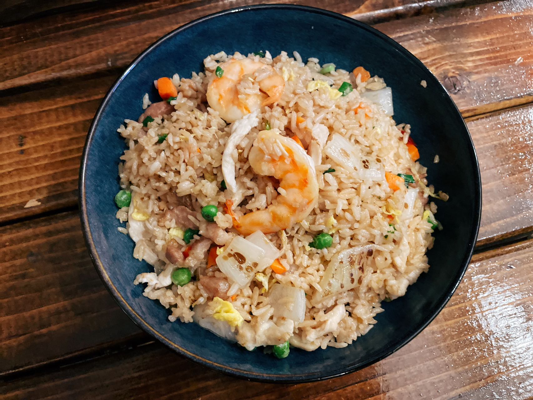 House special fried rice with shrimp, chicken and vegetables at Wukong Asian Restaurant in Hilldale