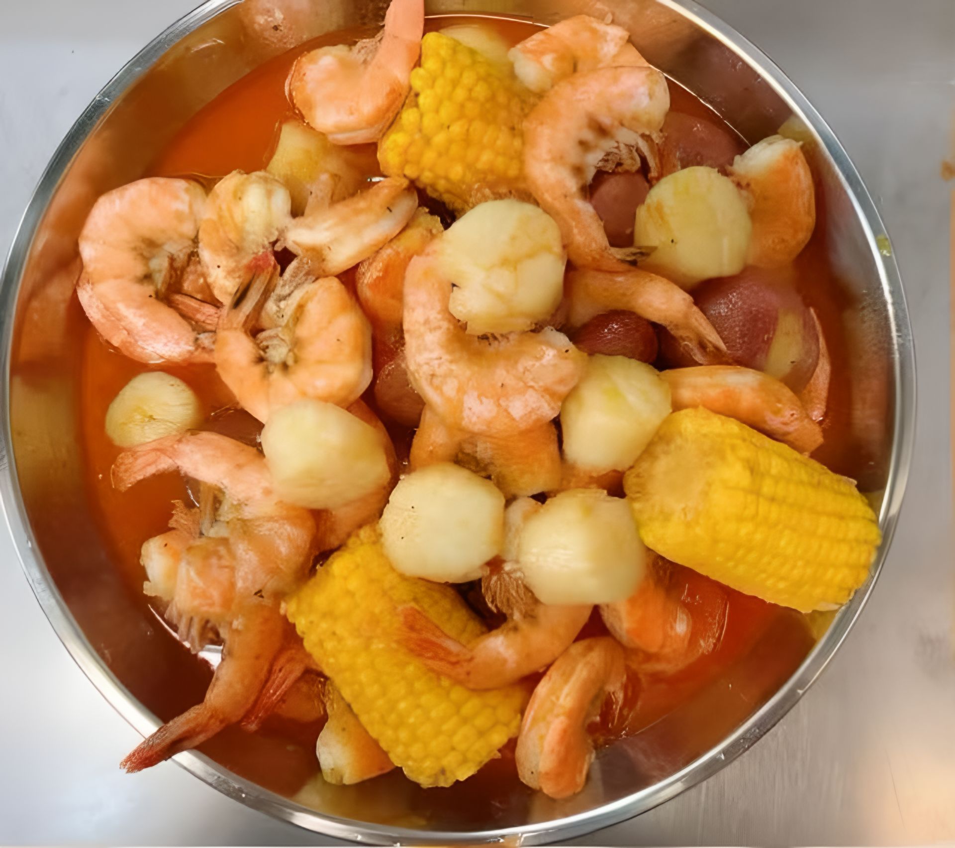 Wu’s-Crab-Seafood-Restaurant-Shrimp-and-Corn-Stew-Layton Shrimp and corn stew with tender potatoes at Wu's Crab, a Seafood Restaurant in Layton