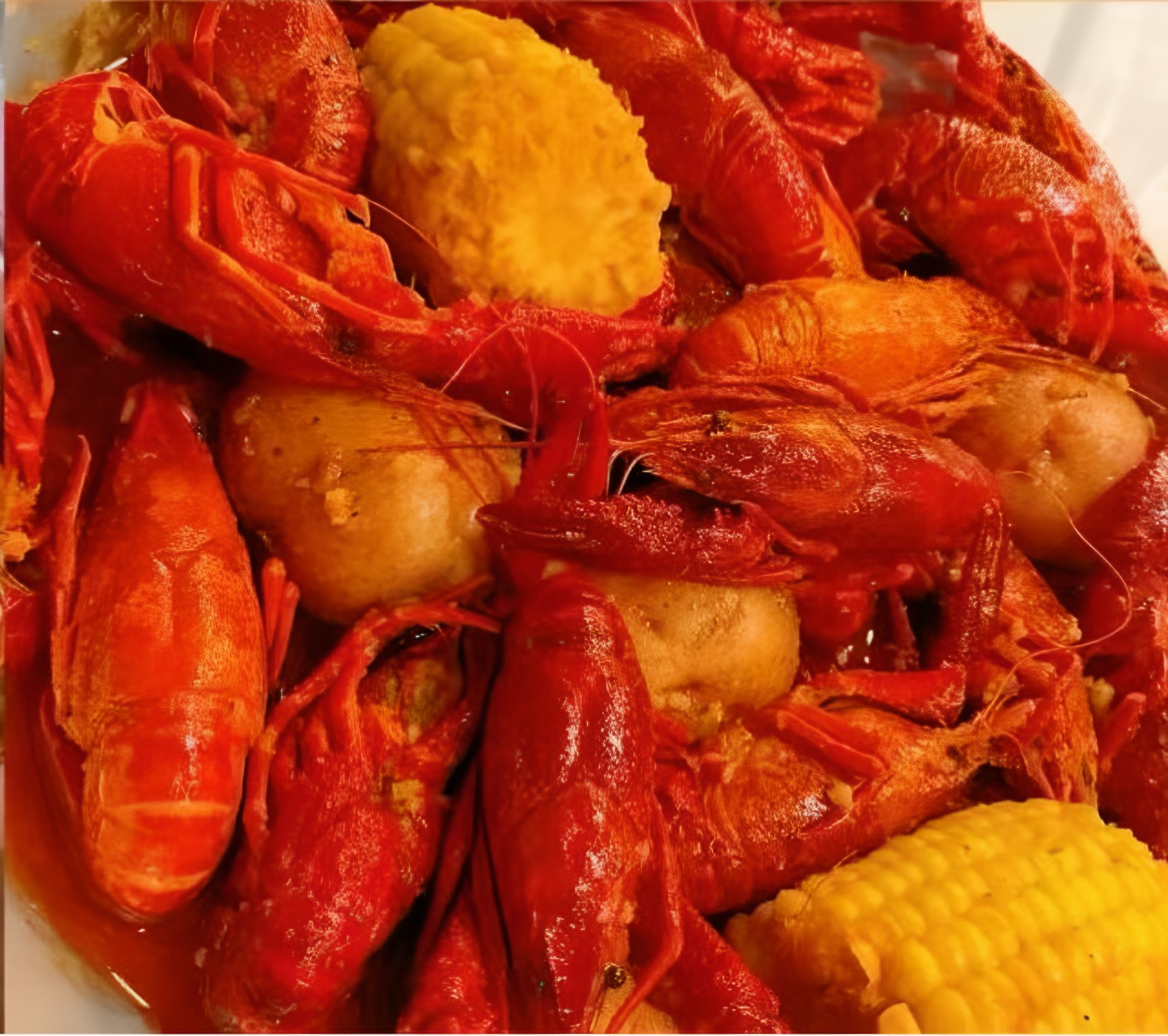 Wu’s-Crab-Seafood-Restaurant-Crayfish-and-Veggie-Dish-Layton Crayfish dish with potatoes and corn at Wu's Crab, a Seafood Restaurant in Layton