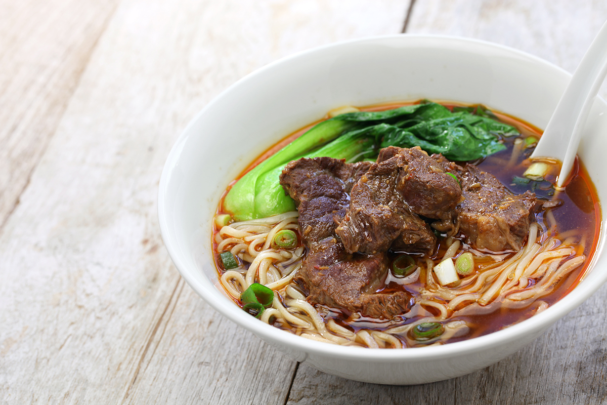 Braised beef noodle soup with bok choy at Xiang House, a Chinese Restaurant in Bellevue