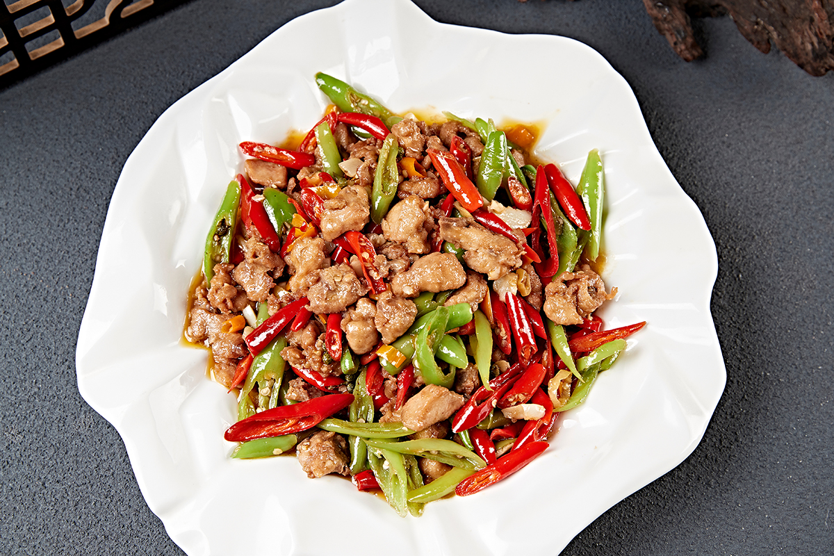 Spicy chicken stir fry with peppers at Xiang House, a Chinese Restaurant in Bellevue