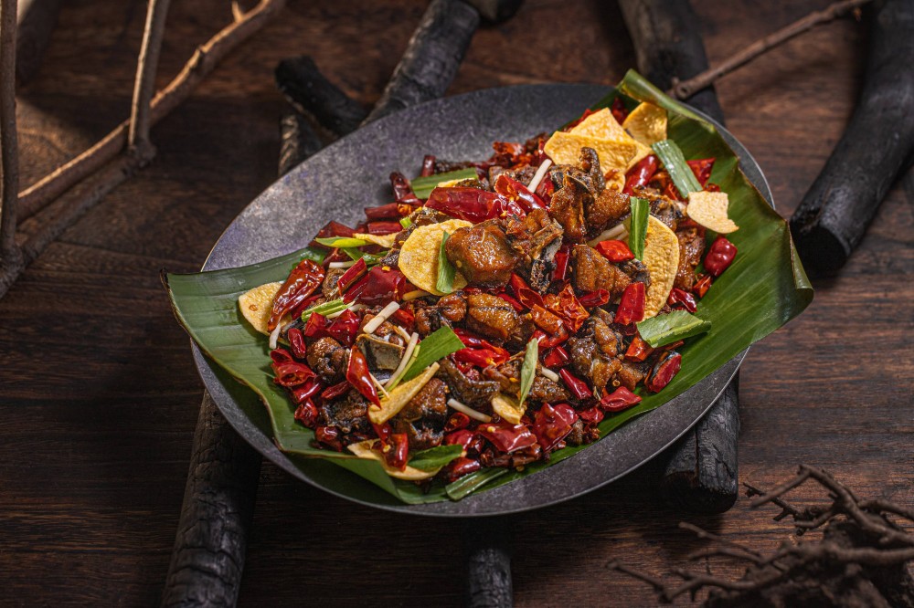 Honey spicy crispy chicken with dried chilies at Xiaozhan Rice Noodle, a Chinese Noodle Restaurant in Flushing