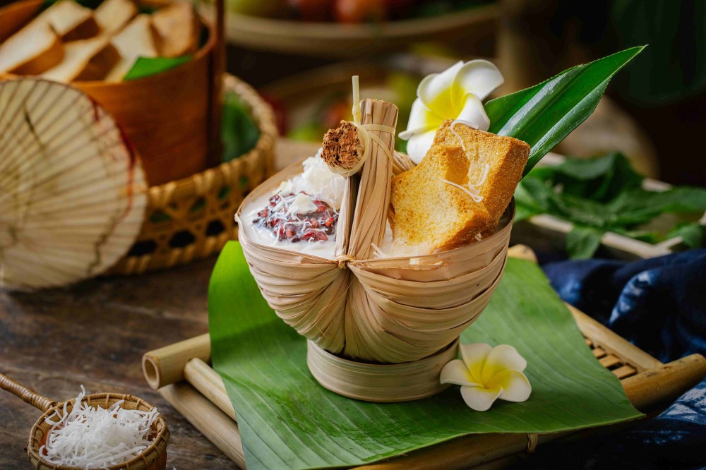 Yunnan Pa Ludar coconut milk dessert with toast at Xiaozhan Rice Noodle, a Chinese Noodle Restaurant in Flushing