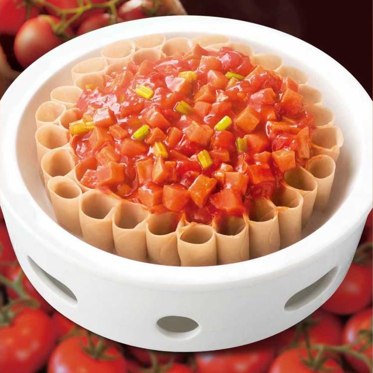 Oatmeal nest topped with tomato sauce at XIBEI, a Chinese Restaurant in Arcadia