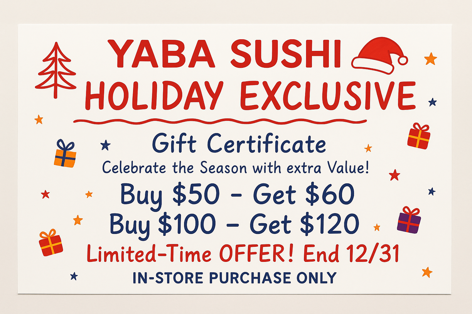 Yaba Sushi Gift Certificate