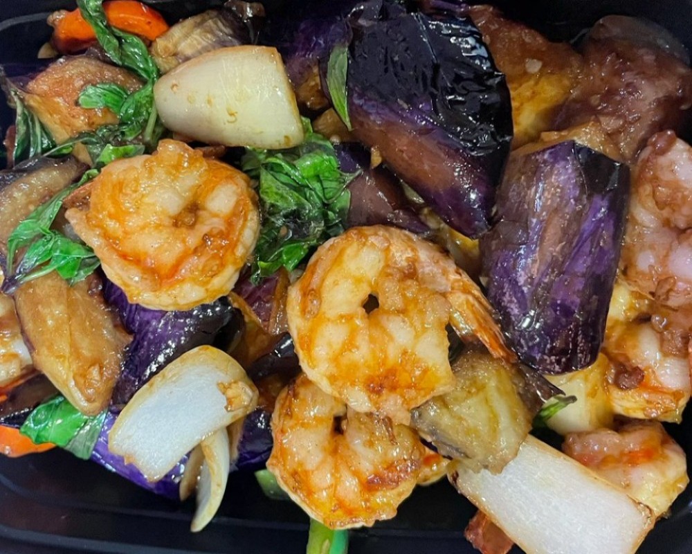 Eggplant Shrimp w.Basil at Yami Bowl, a Chinese Restaurant in San Jose