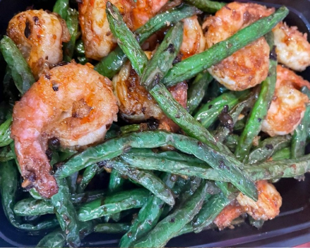 Green Beans Shrimp in Black Bean Sauce at Yami Bowl, a Chinese Restaurant in San Jose