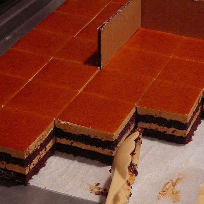 Layered chocolate mousse square cakes for dessert at Yami Buffet, a Buffet Restaurant in Glassboro