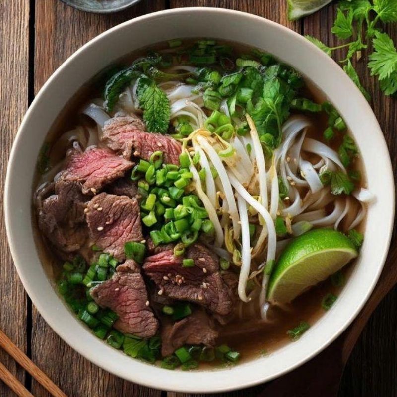 Vietnamese beef pho with herbs, bean sprouts and lime at Yami Buffet, a Buffet Restaurant in Glassboro