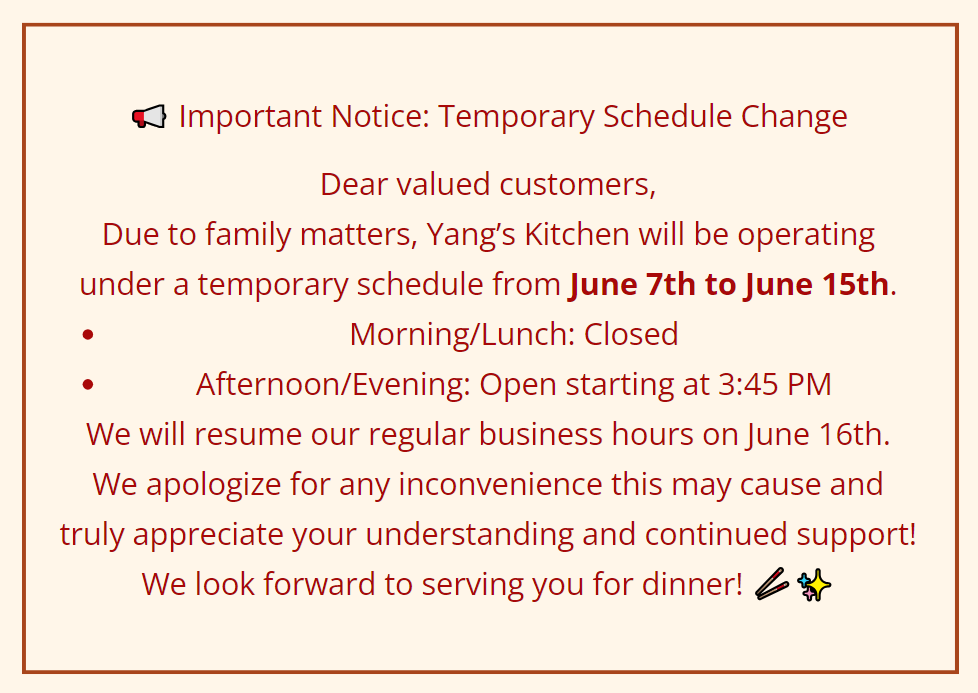 Important Notice: Temporary Schedule Change