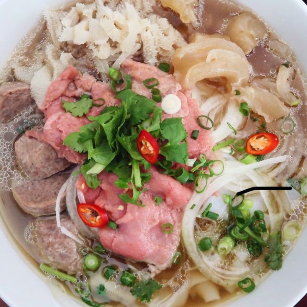 Spicy Hue beef noodle soup with toppings at Yangtze Chinese Restaurant, a Chinese Restaurant in Chardon