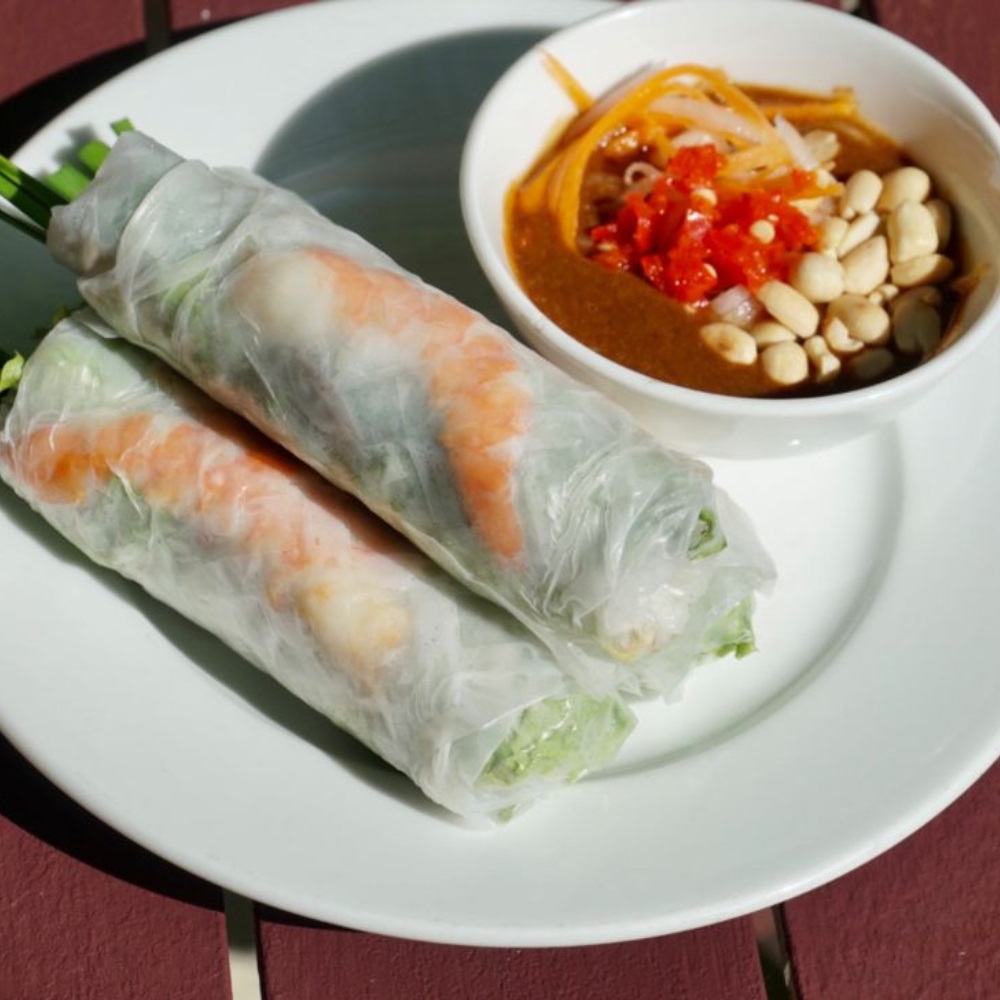 Vietnamese-style fresh spring rolls with peanut sauce at Yangtze Chinese Restaurant, a Chinese Restaurant in Chardon.