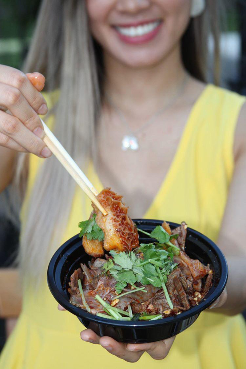Spicy mixed beef with cilantro and chili oil at Ya Ya, a Chinese Restaurant in Houston