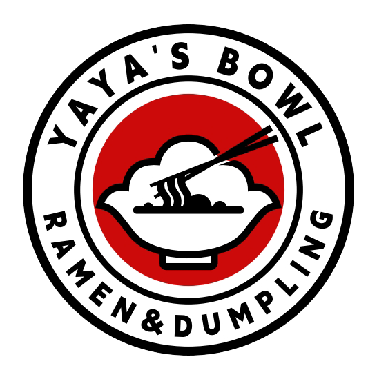 Logo of Yaya's Bowl Ramen & Dumpling: Circular design with a red center, showing a bowl of noodles and chopsticks, surrounded by black text