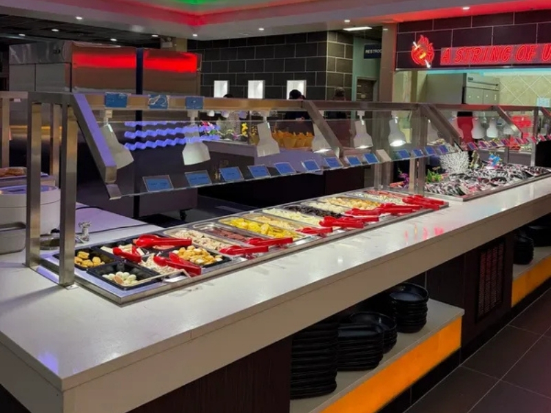 Spacious buffet interior with food stations at YC Seafood Hot Pot, a Hot Pot Restaurant in Virginia Beach