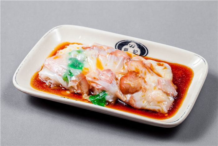 Shrimp and Vegetable Filled Rice Noodle Roll combines fresh shrimp and vegetables wrapped in smooth rice noodles at Yin Ji Chang Fen, a Chinese restaurant in CA