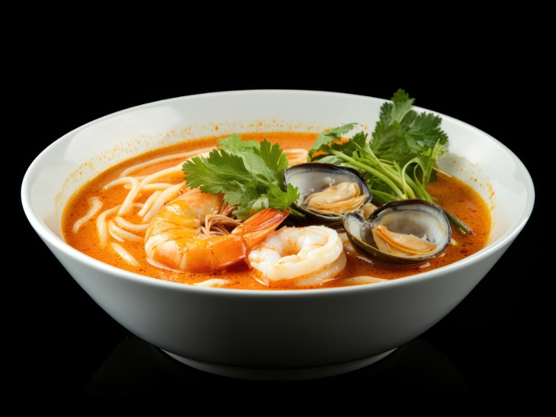Yiwanmen-Chinese-Noodle-Restaurant-Seafood-Rice-Noodle-New York Seafood Rice Noodle with shrimp and clams at Yiwanmen, a Chinese Noodle Restaurant in New York