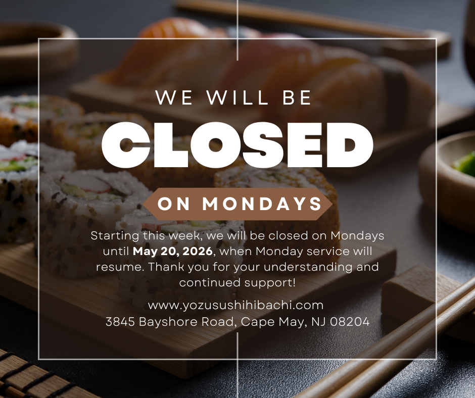 Closed on Mondays until May 20, 2026 – service resumes after that date.