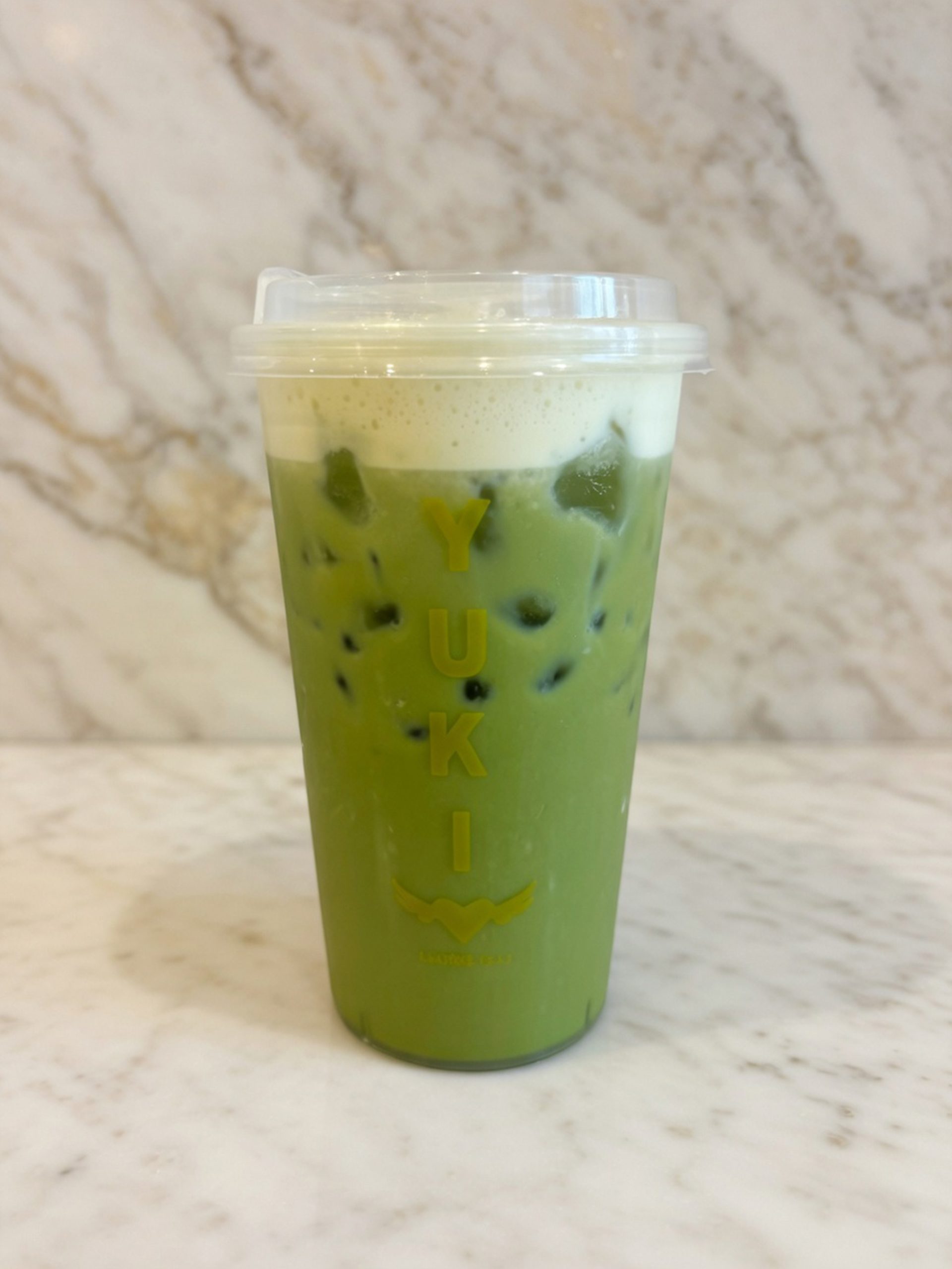 Matcha Boba Tea with Cream Top at Yuki Bubble Tea, Bubble Tea Shop in Stoneham