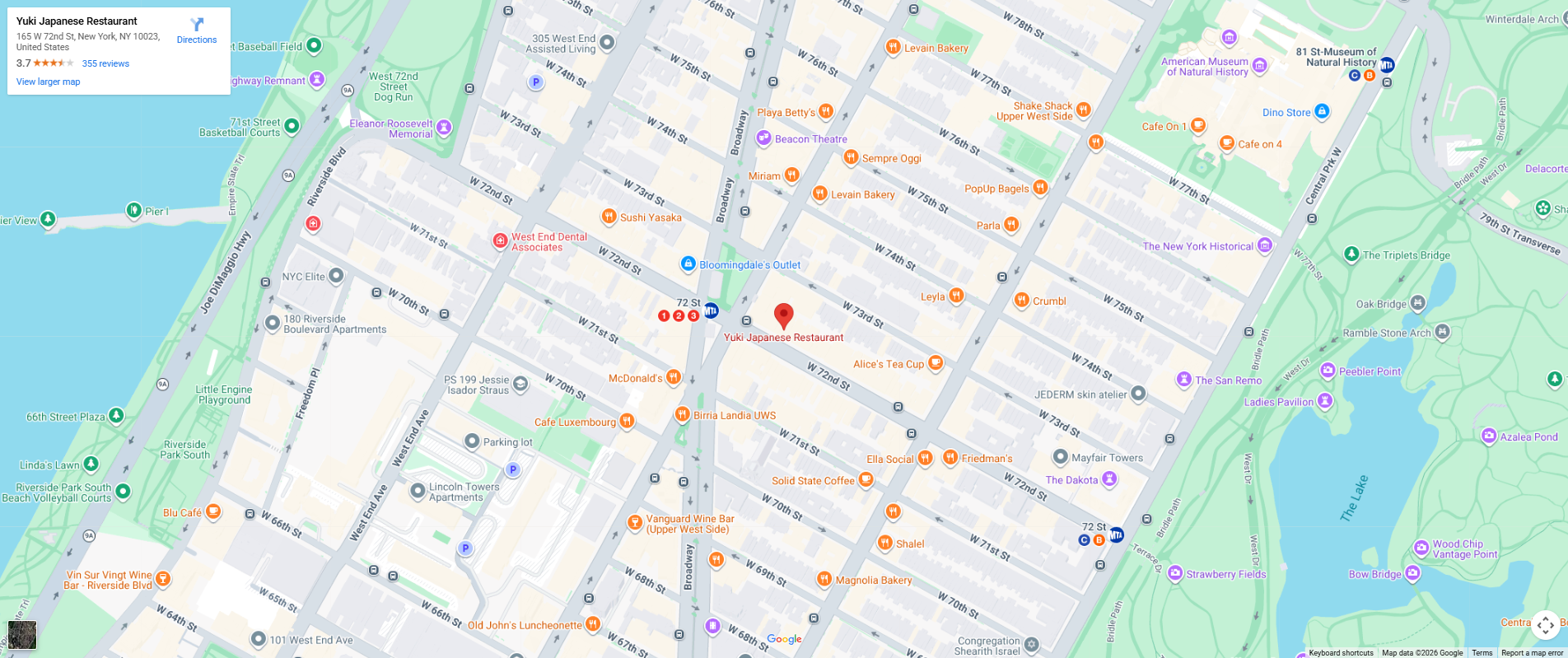 Location, 165 W 72nd St, New York, NY 10023, United States 165 W 72nd St, New York, NY 10023