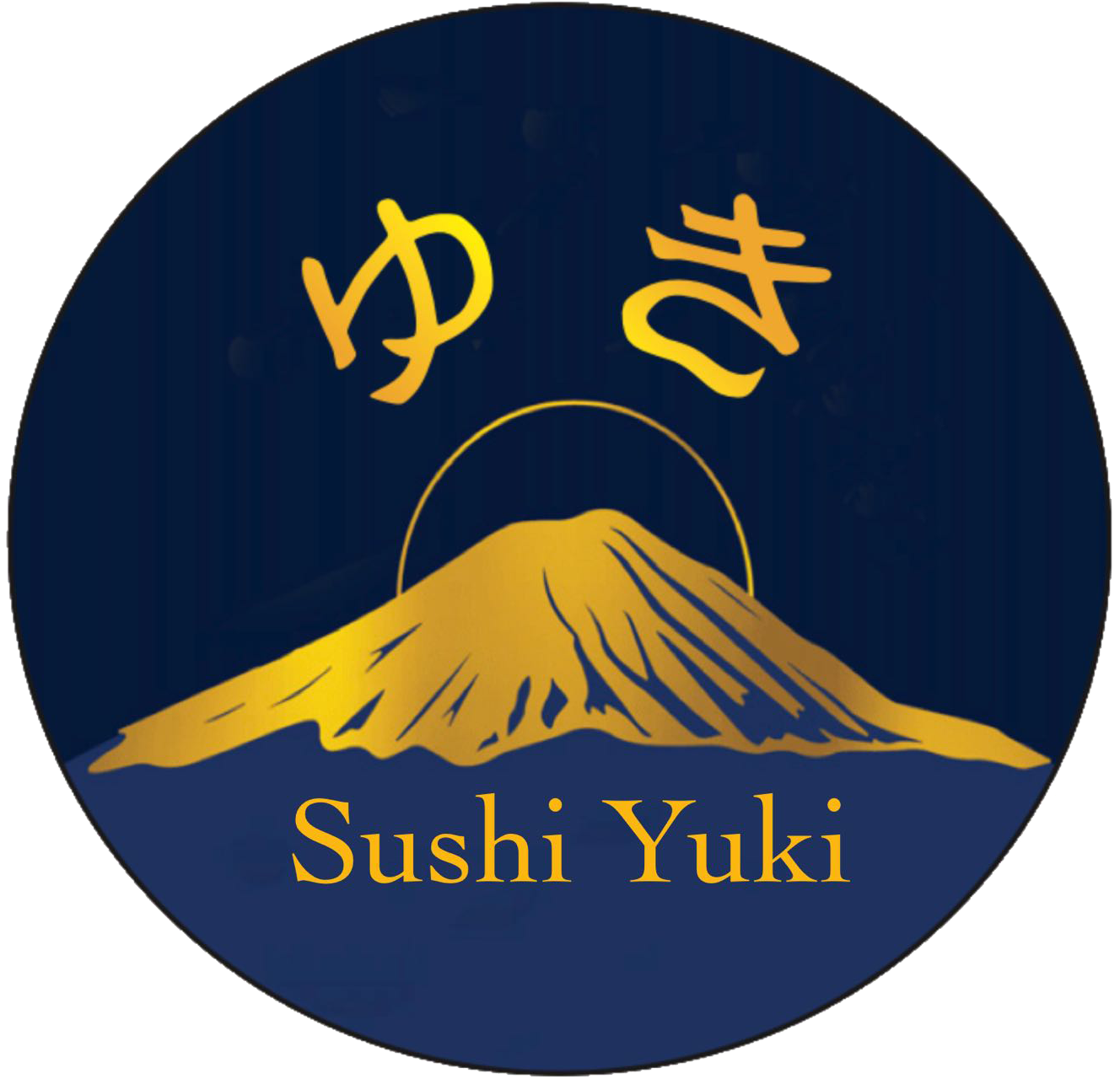 Sushi Yuki logo with golden Mount Fuji at Yuki Japanese Restaurant, a Japanese Restaurant in New York