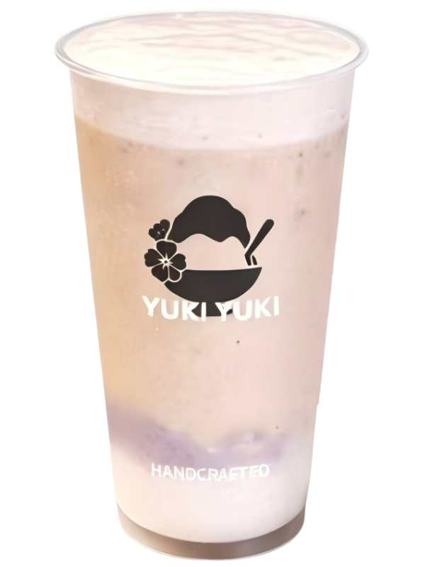 Taro milk tea with taro jelly bottom at Yuki Yuki, a Bubble Tea Store in San Diego