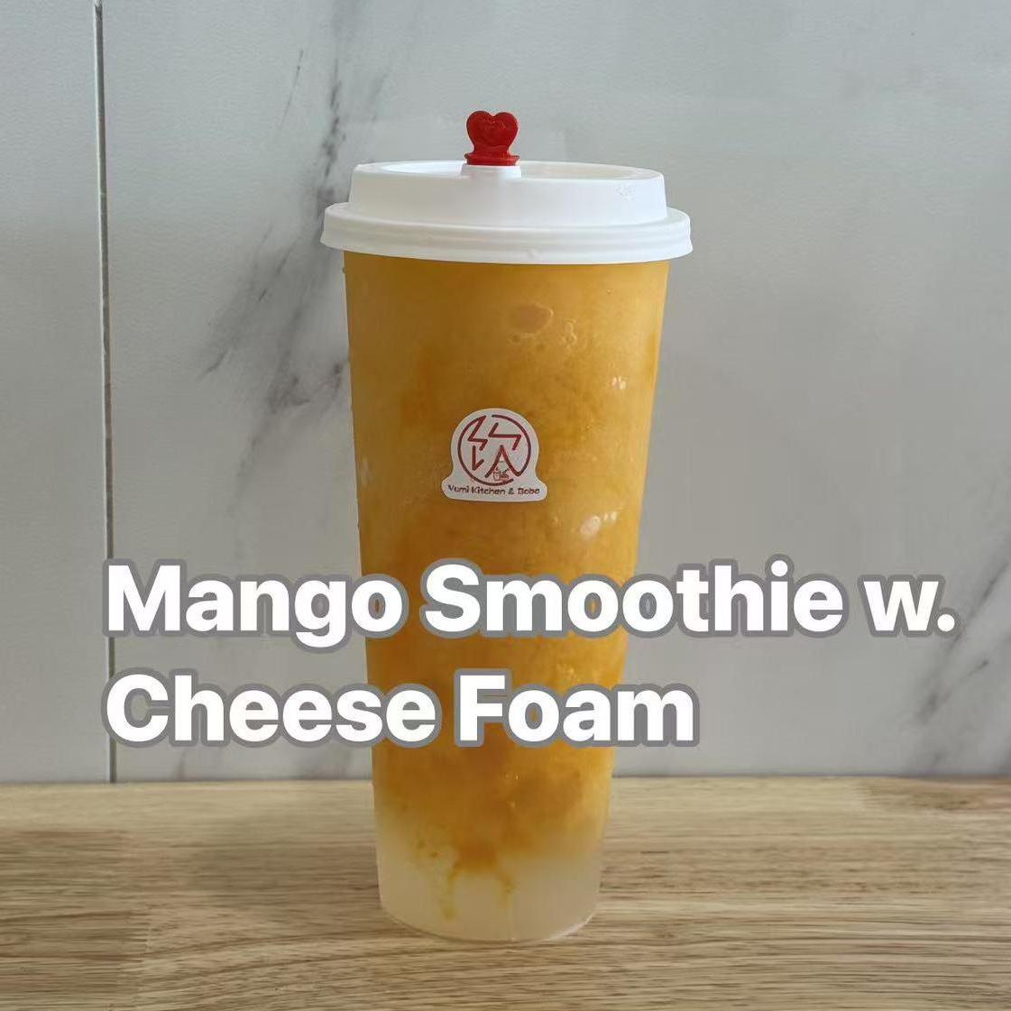 Mango Smoothie w. Cheese Foam - Creamy mango smoothie with cheese foam at Yumi Kitchen & Boba, a Asian fusion restaurant in DeLand