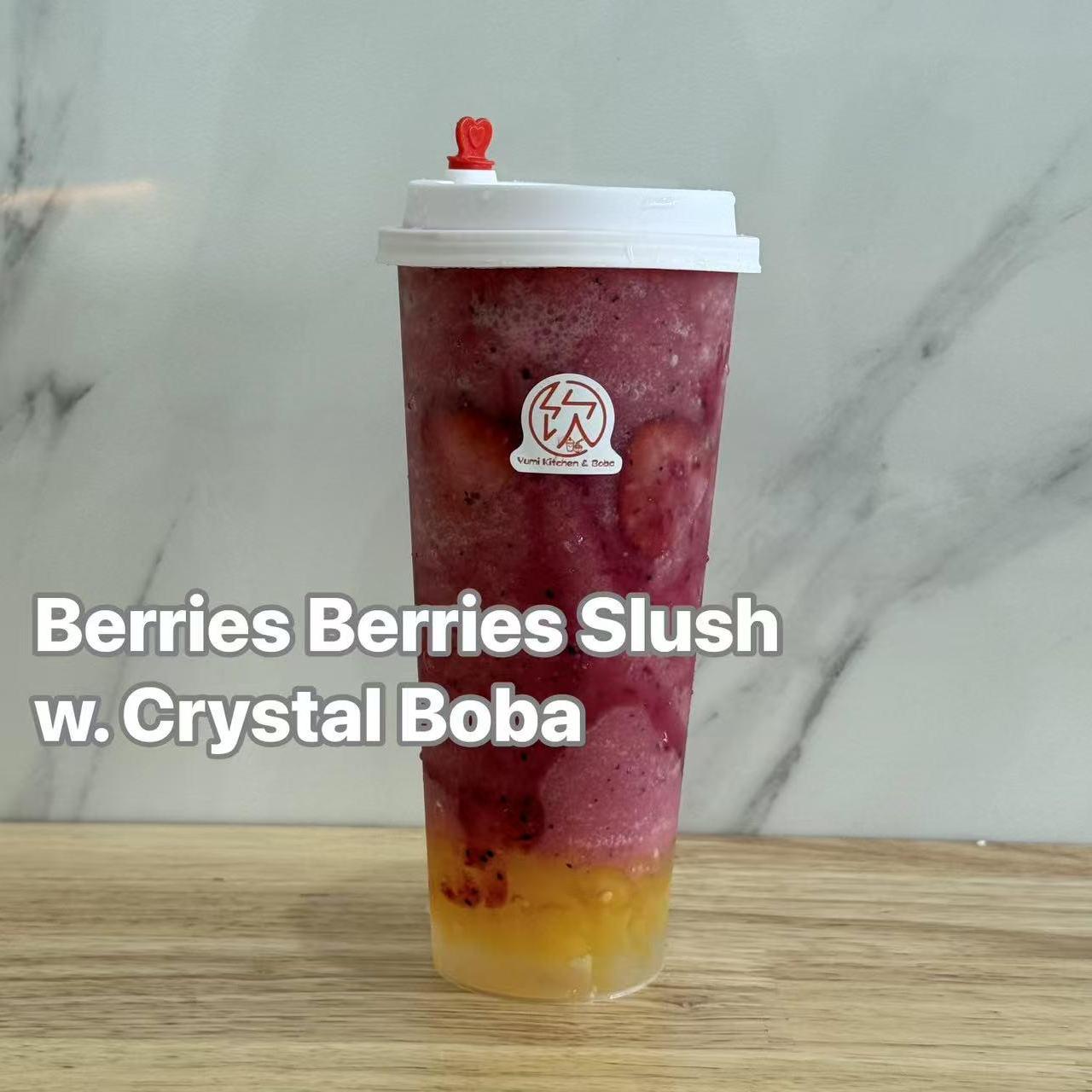 Berries Berries Slush w. Crystal Boba - Berry slush with crystal boba at Yumi Kitchen & Boba, a Asian fusion restaurant in DeLand