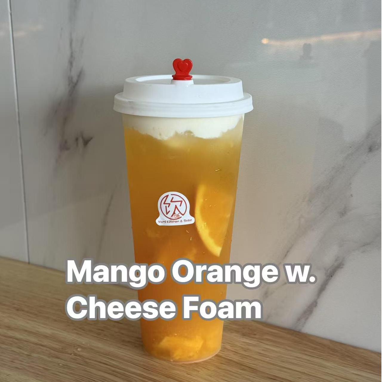 Mango Orange w. Cheese Foam - Refreshing drink with mango, orange and cheese foam at Yumi Kitchen & Boba, a Asian fusion restaurant in DeLand