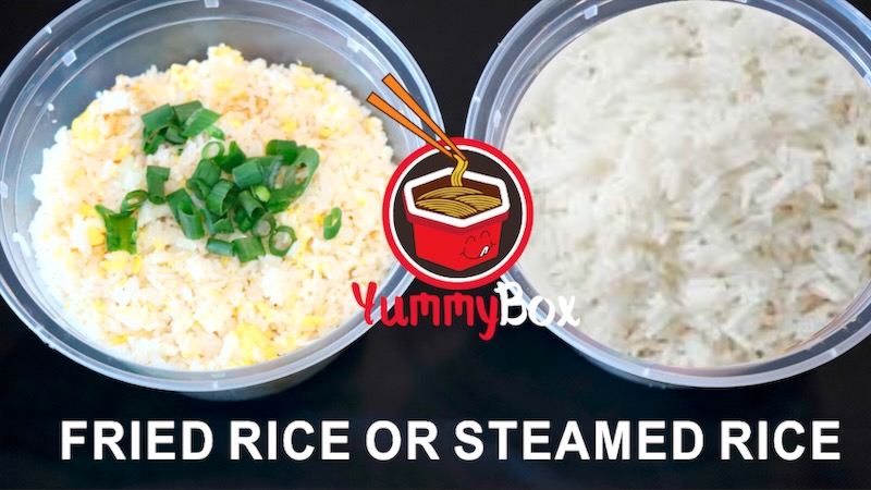 Yummy-Box-Chinese-restaurant-Fried-Rice-or-Steamed-Rice-Gilbert Two options: fried rice with scallions or plain steamed rice at Yummy Box, a Chinese restaurant in Gilbert