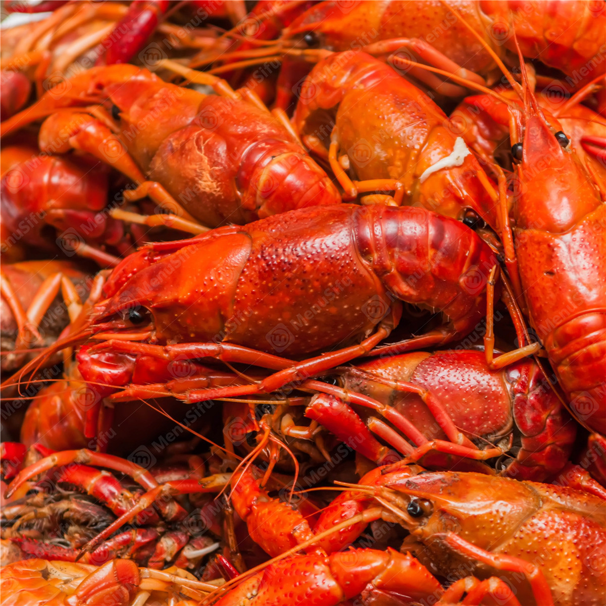Crawfish Pile - Heap of fresh, cooked crawfish at Yummy Crab, a Seafood Restaurant in Houston