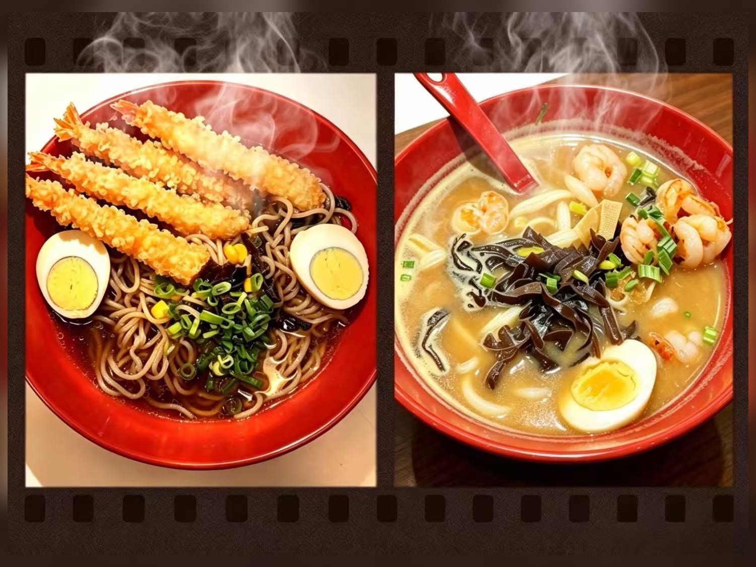 Tempura Soba and Seafood Udon at Yummy Yaki, a Japanese Restaurant in Acworth