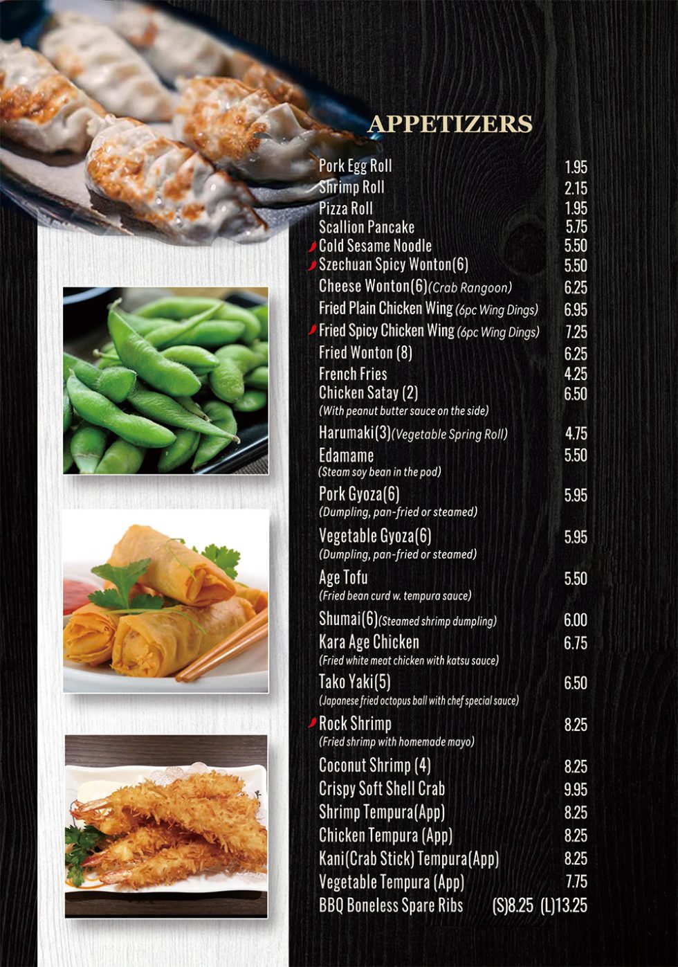 Dine in Menu Yum Yum Asian Fusion