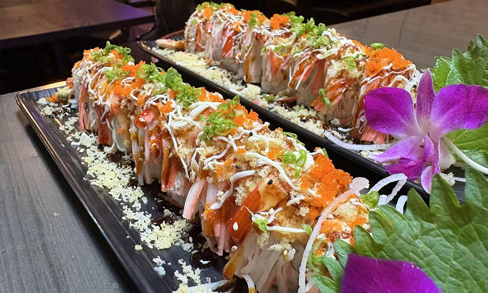 Crispy-fried sushi roll with salmon and cream cheese at Zen Japanese Cuisine, a Japanese Restaurant in Schertz