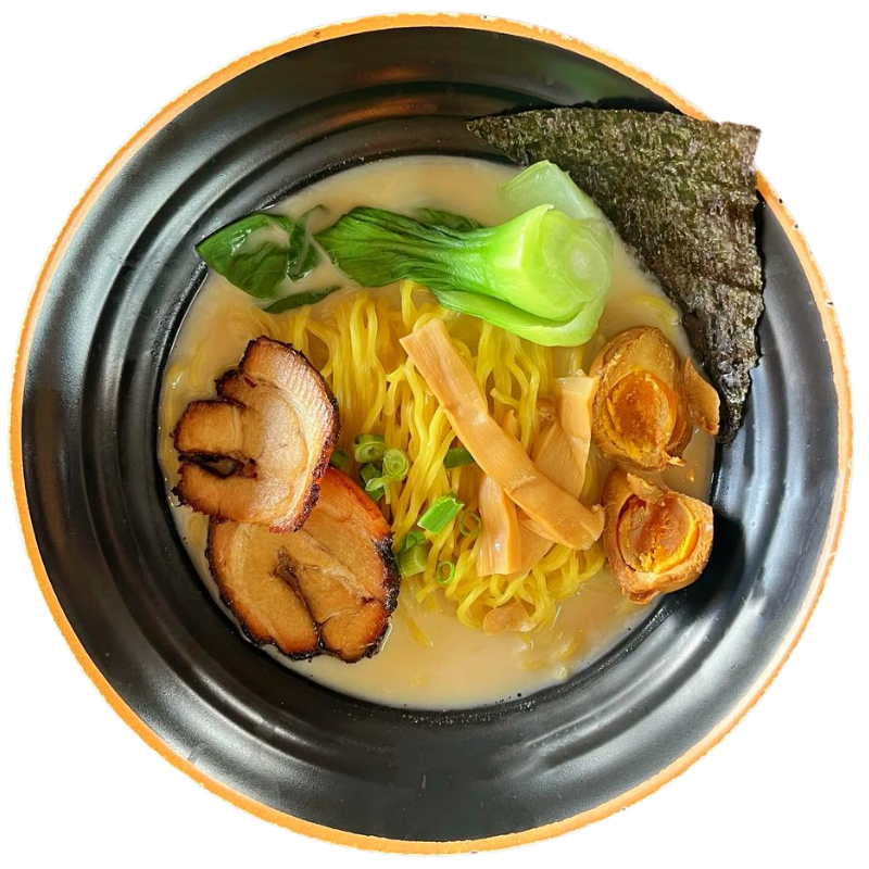 Smooth tonkotsu ramen with tender chashu and fresh bok choy at Zen Ramen, a Japanese Restaurant in Madison