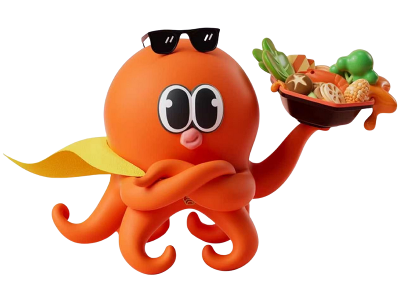 Stylish octopus mascot with hotpot at Zhangliang Malatang Spicy Hotpot, a Hot Pot Restaurant in National City
