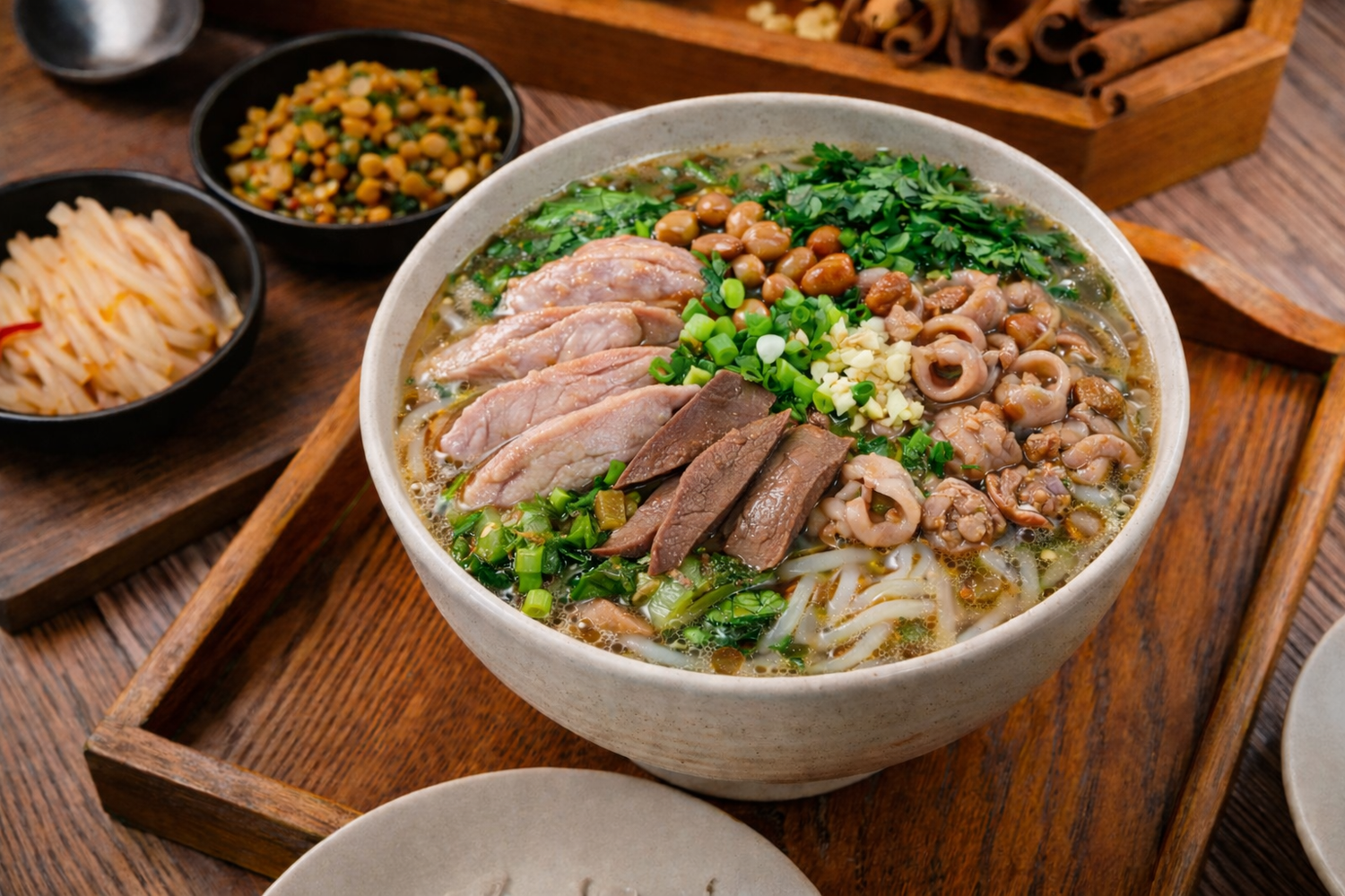 Three Delicacies Rice Noodles at Zoe’s Noodles, Chinese Restaurant in San Gabriel